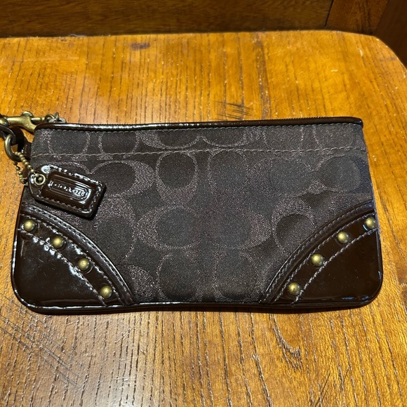 Coach Signature C Elegant Brown Wristlet with Gold Studs EUC! - Picture 1 of 12